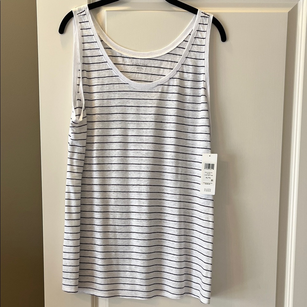 Eileen Fisher Black and White Striped Tank Top